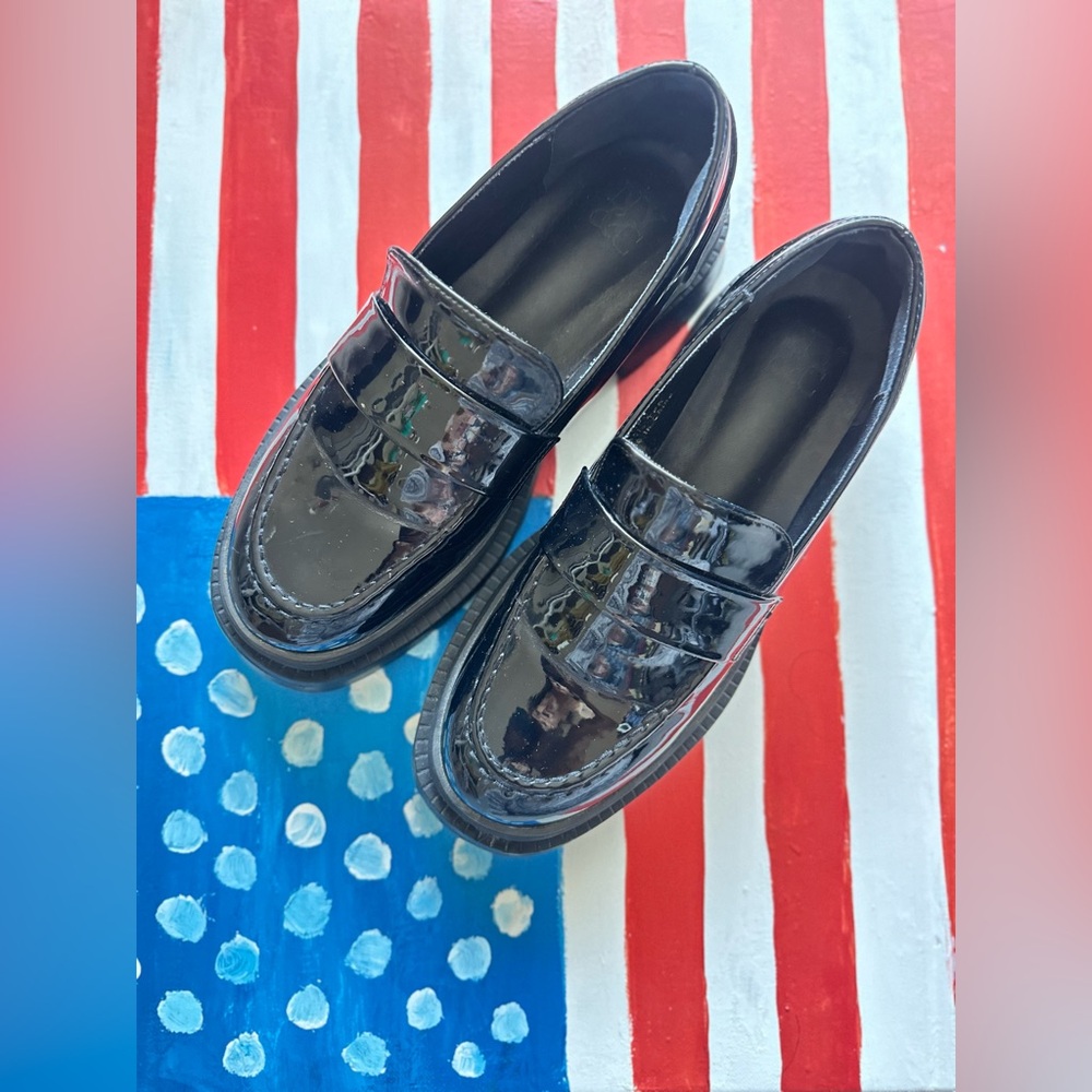 New York & Company Black Patent Slip-On Penny Loafers - Picture 3 of 8